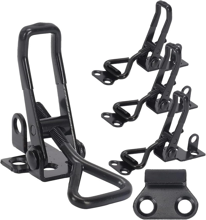 ALISWAT 4Pack Toggle Latch Clamp 4003 Style, Heavy Duty Adjustable Toggle Clamp Latch 1320 Lbs Holding Capacity, Quick Release Hasp Clamps, Black Pull Tight Metal Latches for Smoker Door Tool Box Trunk Clamps - Image 1